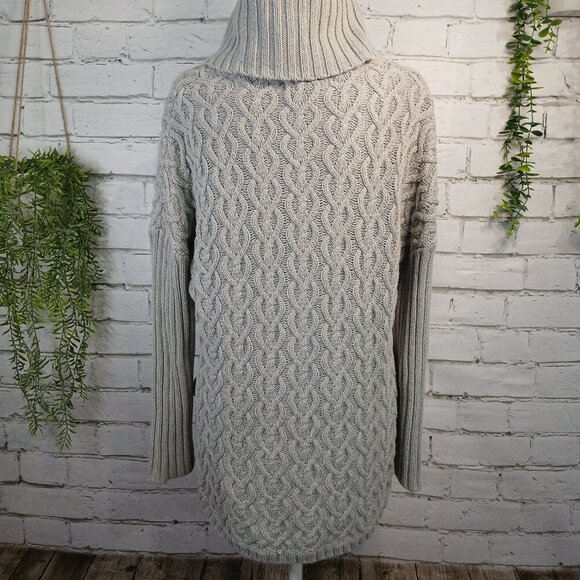 IF IT WERE ME WOMENS GRAY CABLE KNIT COWL NECK GRAY SWEATER, SIZE MED - Picture 11 of 12